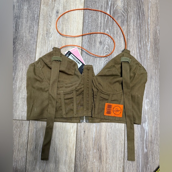 PrettyLittleThing Tops - #5)  PrettyLittleThing Olive Bustier Top